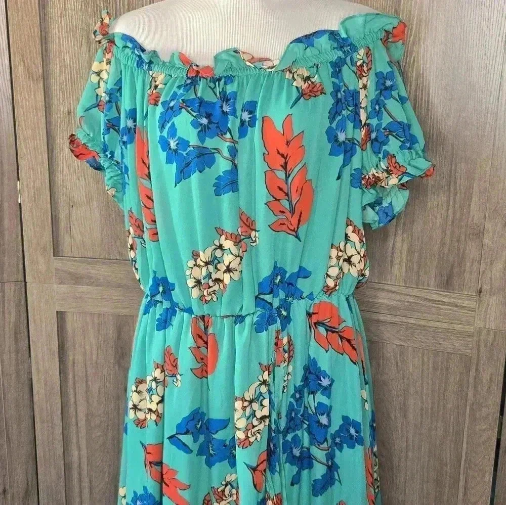 Anthropologie Belle Vere maxi green flower full dress - Picture 4 of 11